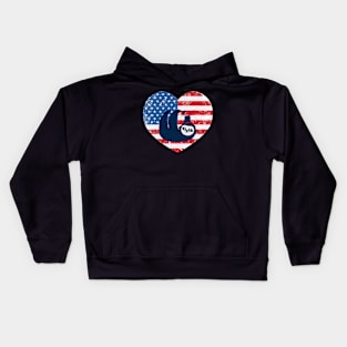 American Flag Heart Love Sloth Usa Patriotic 4Th Of July Kids Hoodie